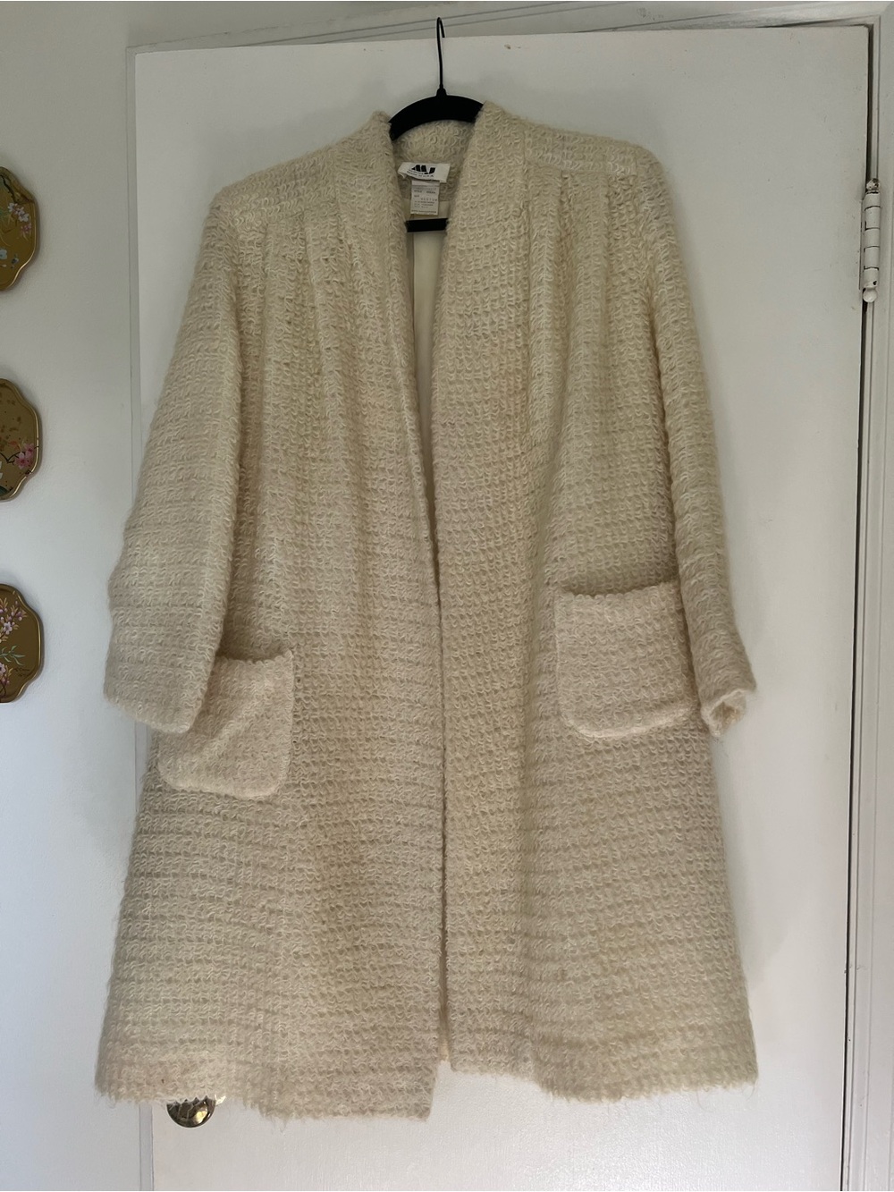 MJ Seattle Vintage Cream Textured Open Front Coat
